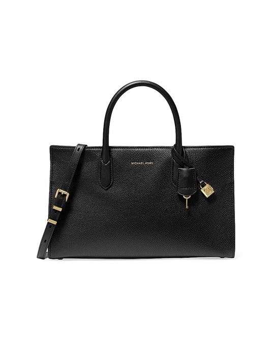 East-West Medium Leather Satchel