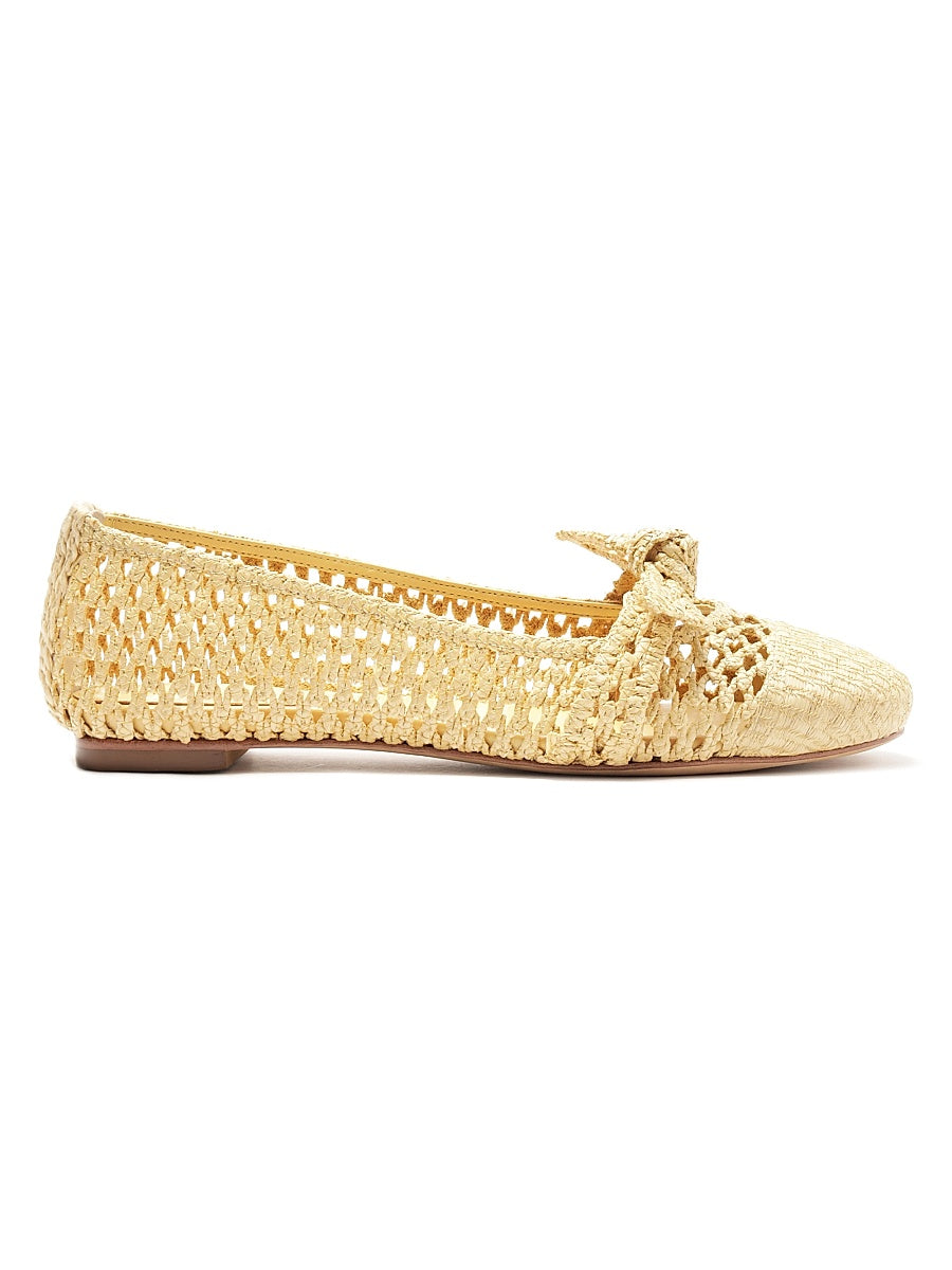 Clarita Knotted Raffia Ballerina Flats