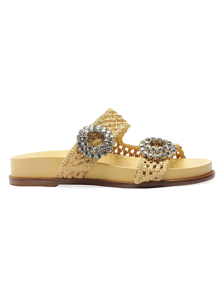 Salma Crystal-Embellished Raffia Sandals