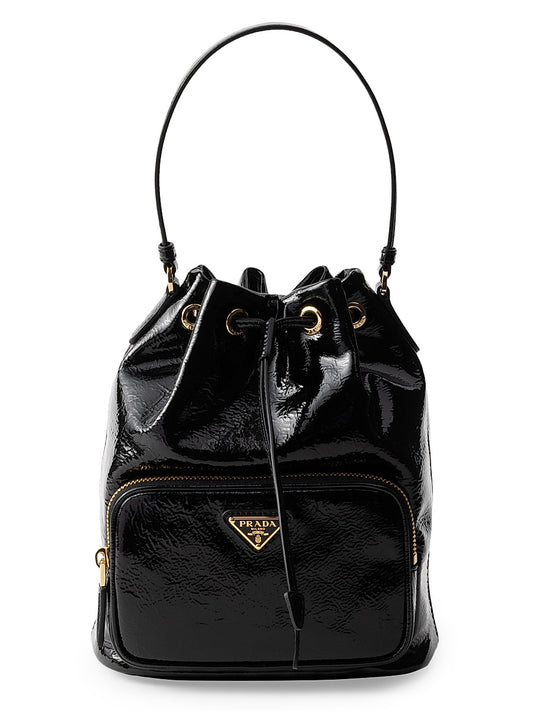 Duet Naplak Patent Leather Bucket Bag