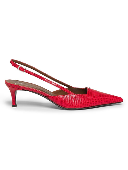 50MM Lizard-Embossed Leather Kitten-Heel Pumps