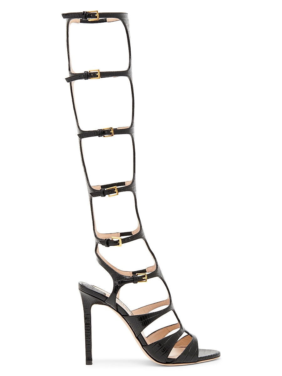 Tejus 130MM Knee-High Printed Leather Sandals