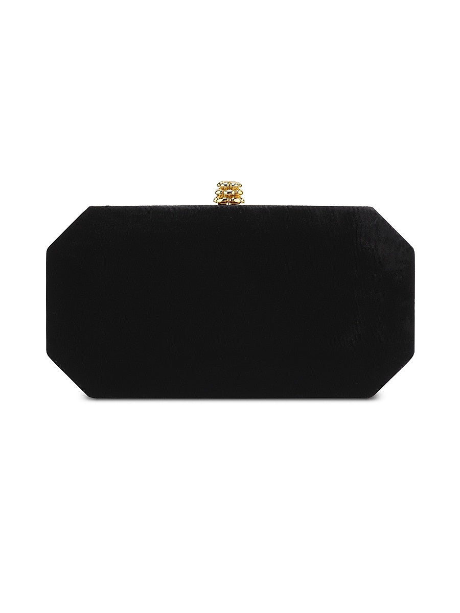Perry Clutch Small in Crushed Velvet with Gold Hardware