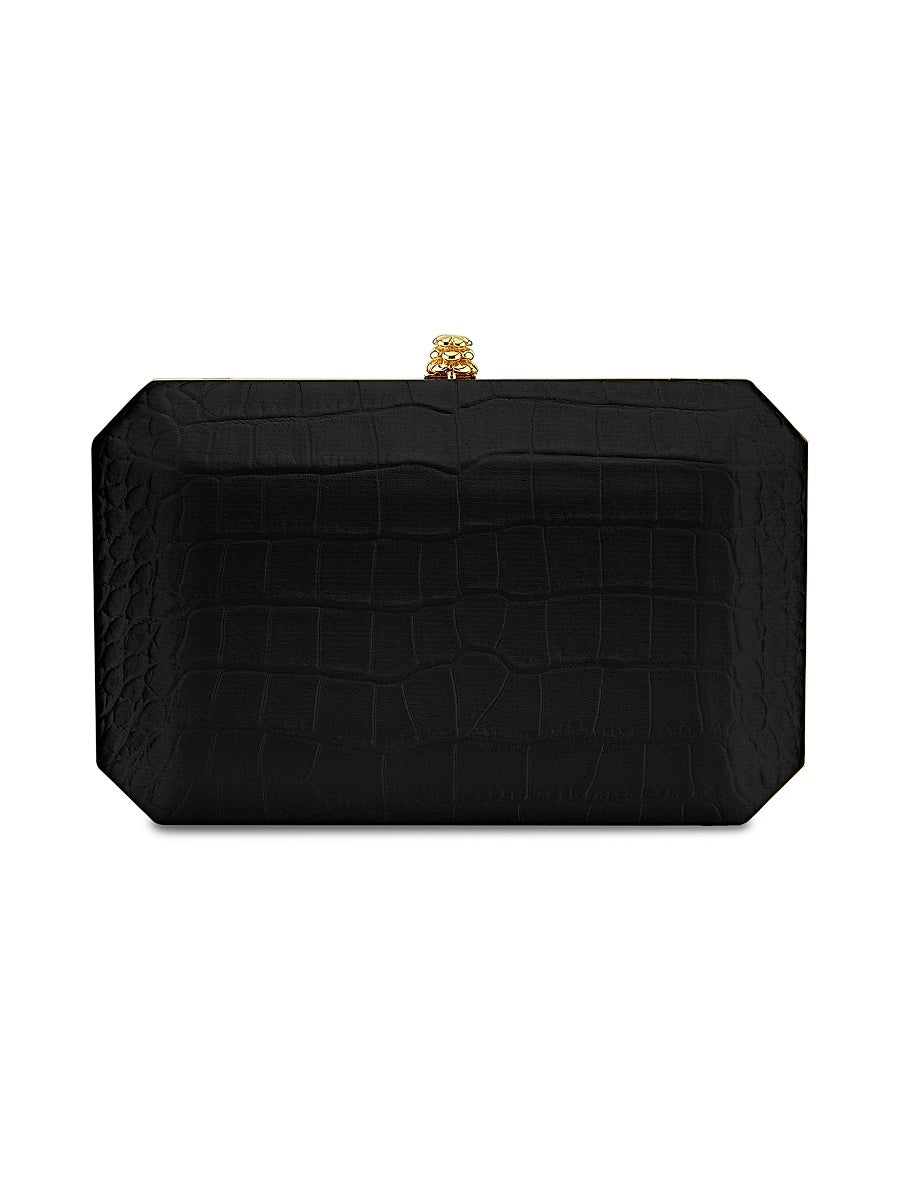 Lily Clutch in Stamped Satin with Gold Hardware