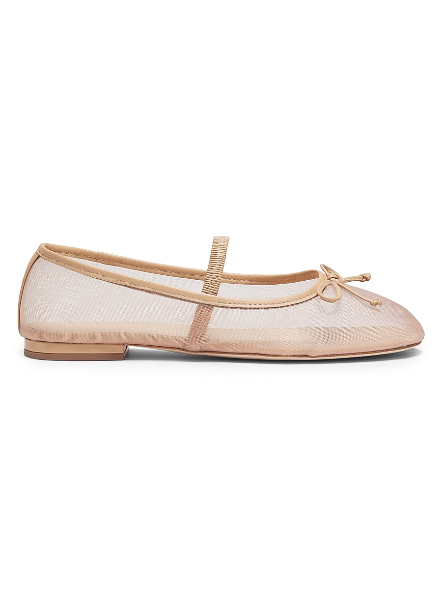 Mesh Bow Ballet Flats