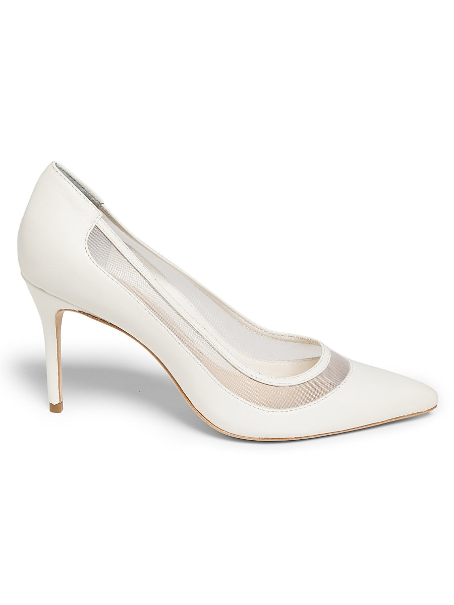 90MM Mesh &amp; Leather Pumps