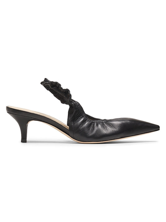 55MM Ruched Leather Slingback Pumps