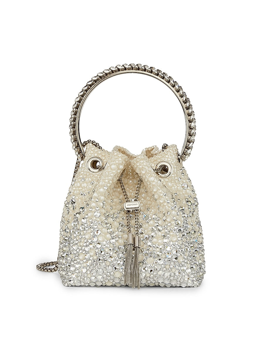 Bon Bon Crystal-Embellished Satin Bucket Bag