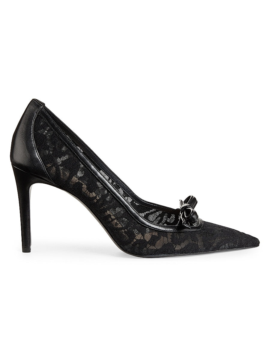 Felicity 85MM Garden Lace & Leather Pumps