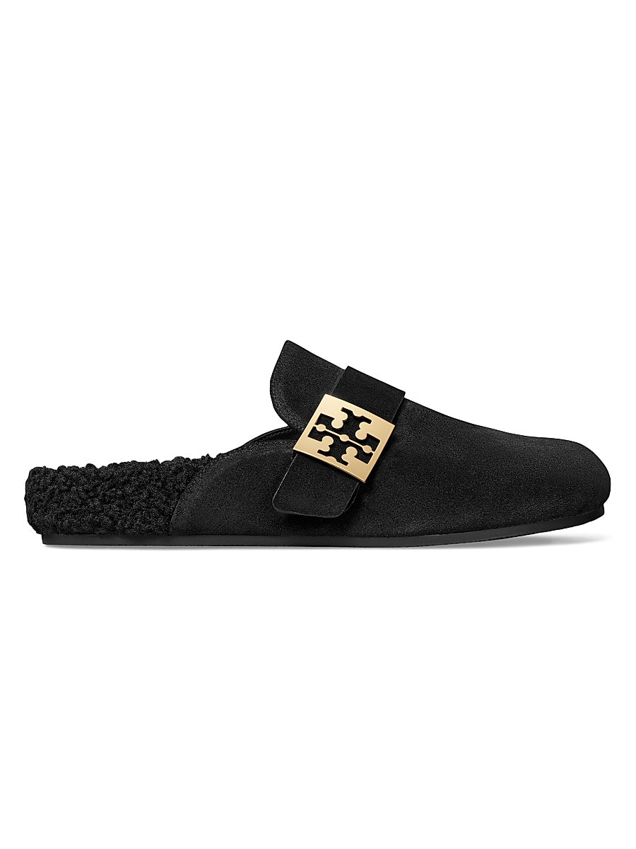 Mellow Faux-Shearling Leather Mules