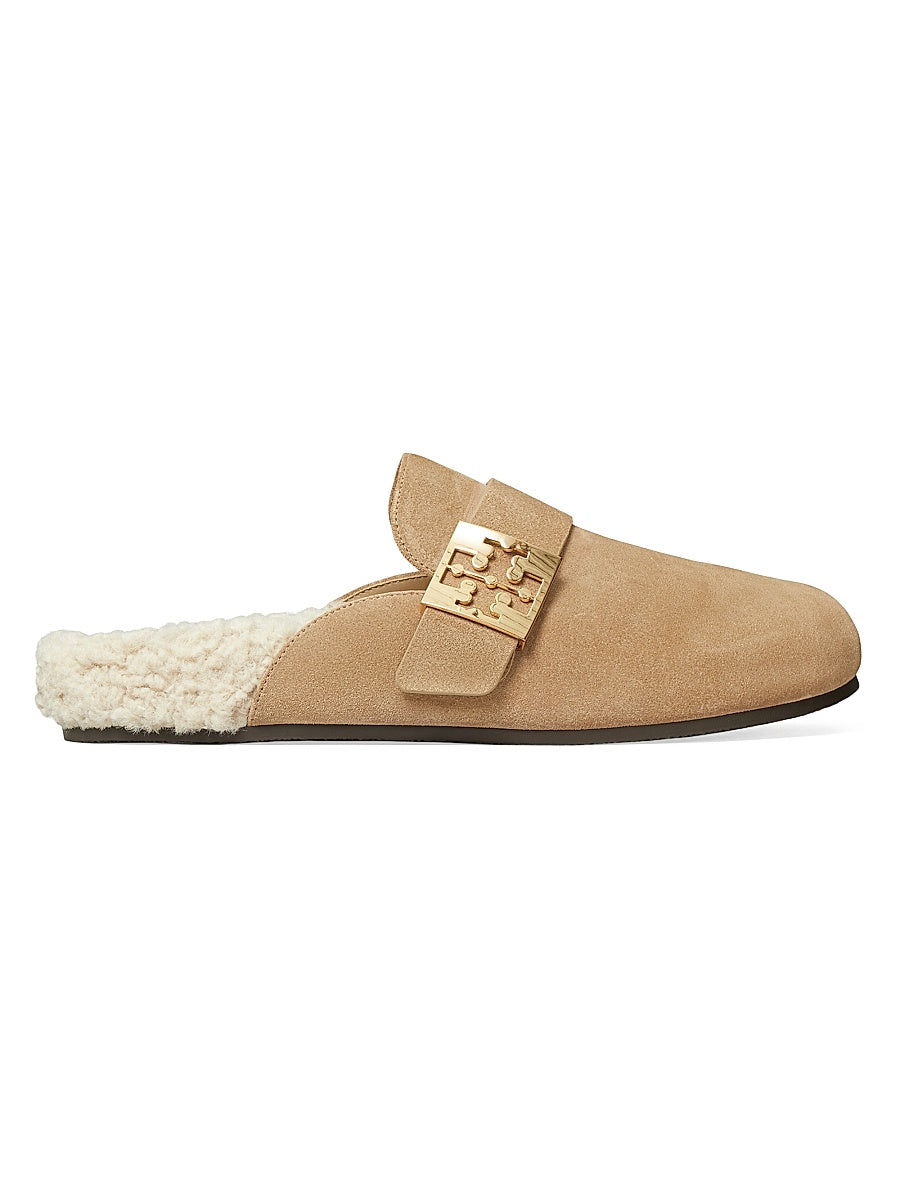 Mellow Faux-Shearling Leather Mules