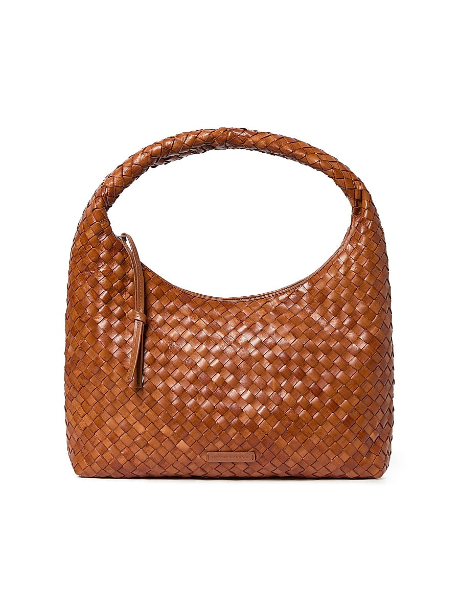 Willow Woven Leather Top Handle Bag