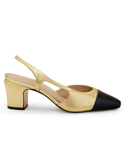 65MM Metallic Cap-Toe Slingback Pumps