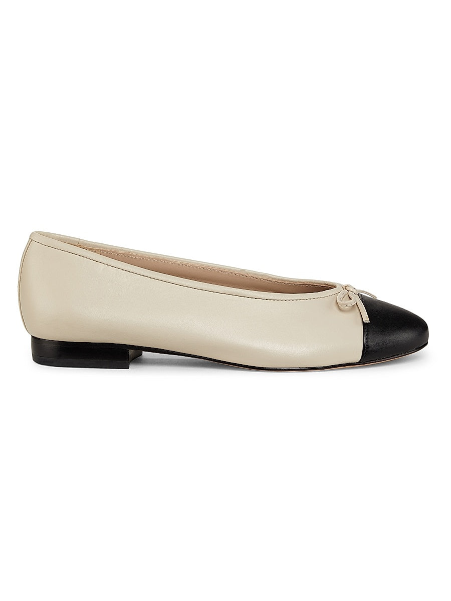 Cap-Toe Leather Ballet Flat