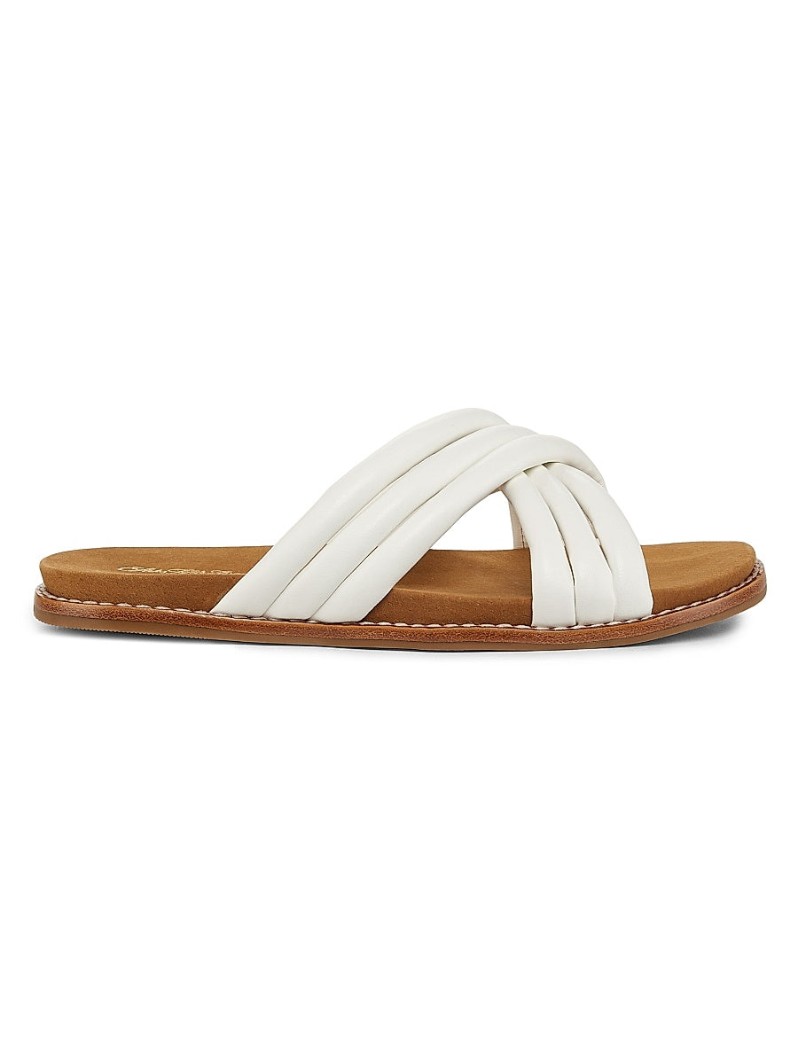 Crisscross Leather Slide Sandals