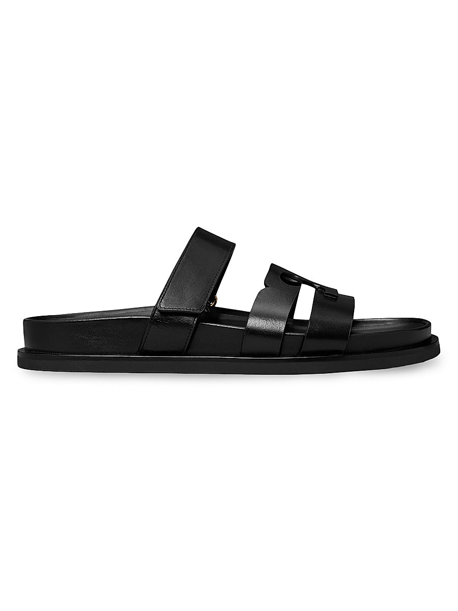 Ines Logo-Detailed Leather Slide Sandals