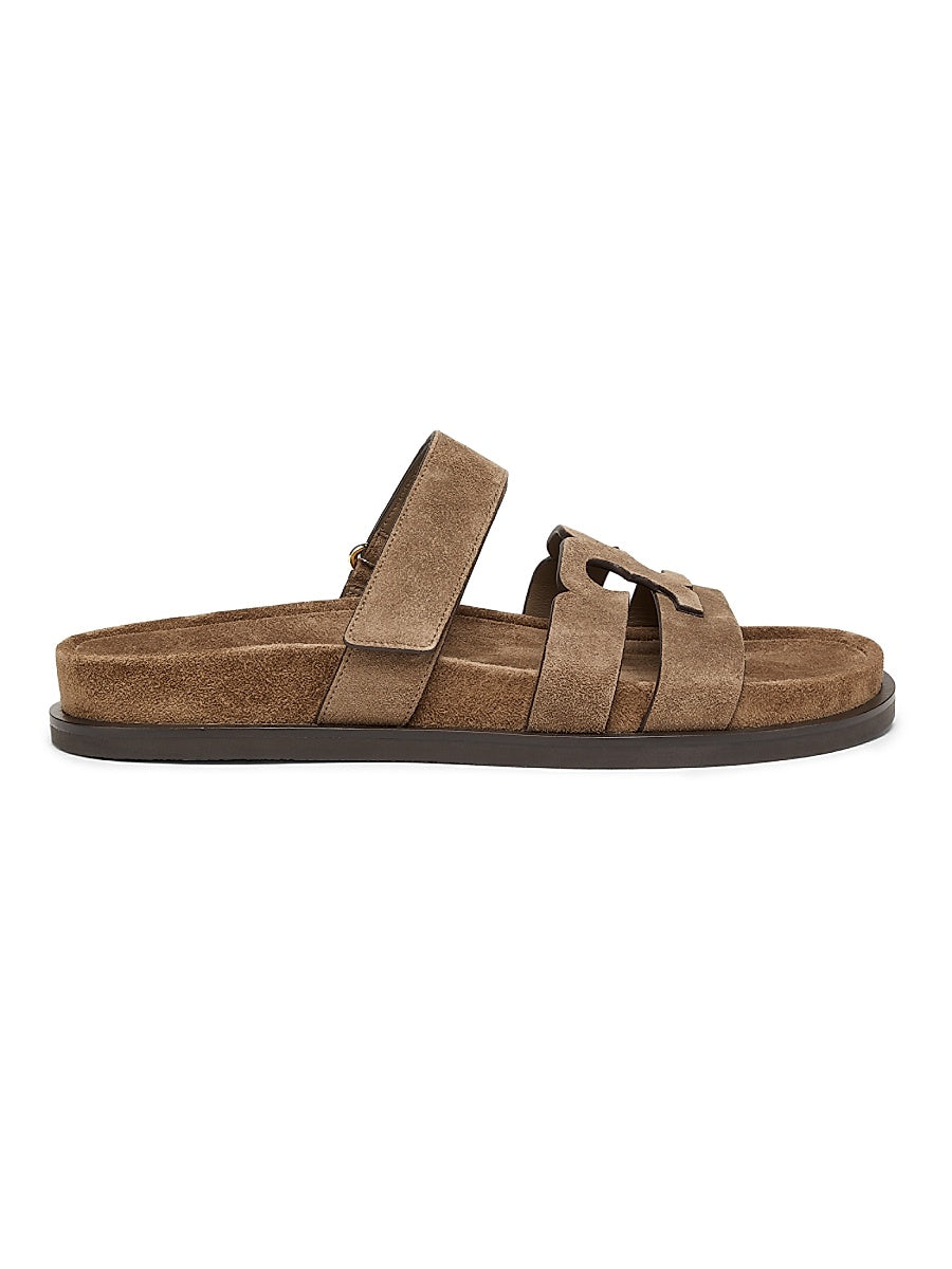 Ines Logo-Detailed Suede Slide Sandals