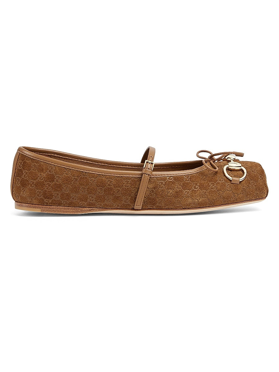Horsebit Suede Ballet Flats