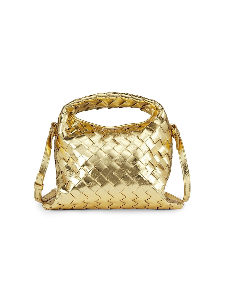 Mini Hop Intrecciato Metallic Leather Bag