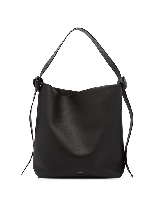 Curve Drawstring Leather Shoulder Bag