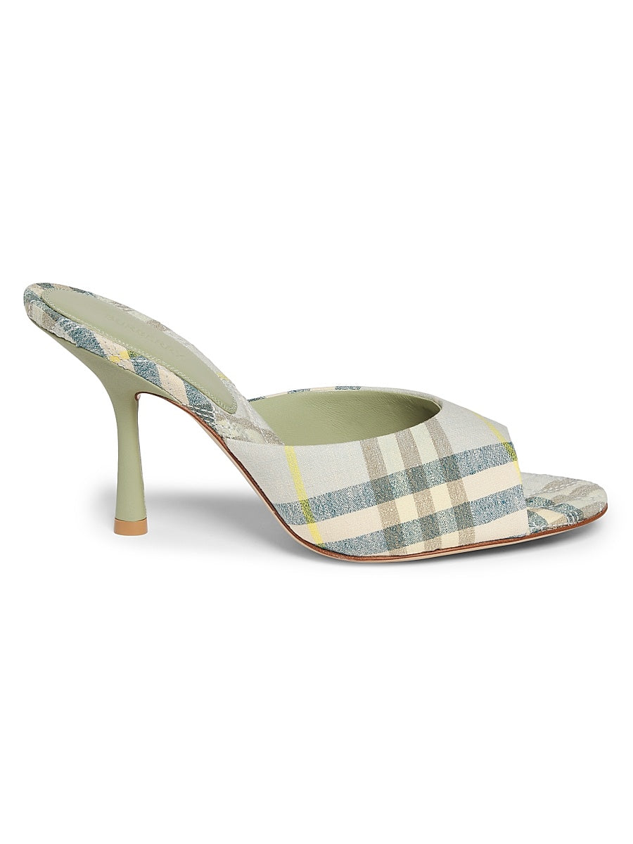 Mews 90MM Check Linen-Blend Mules