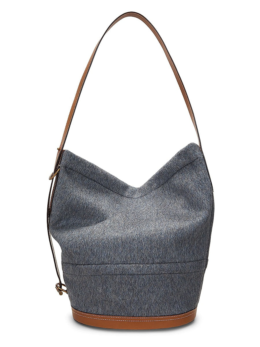 Wool &amp; Leather Bucket Bag