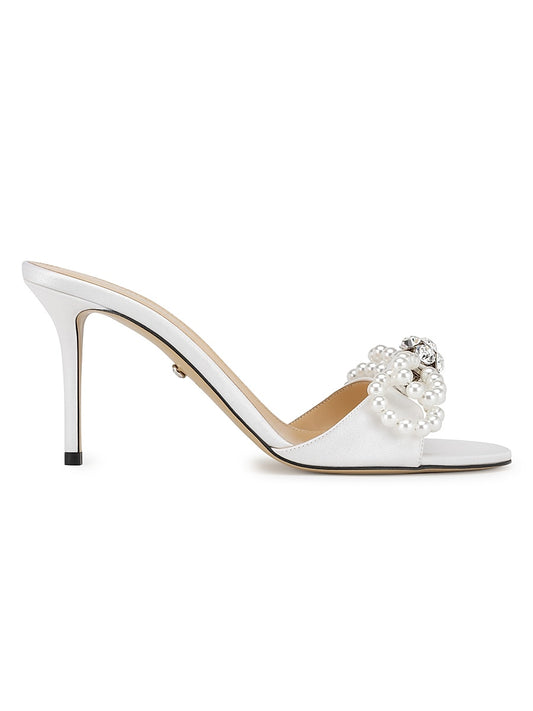 85MM Embellished Double Bow Satin Sandals