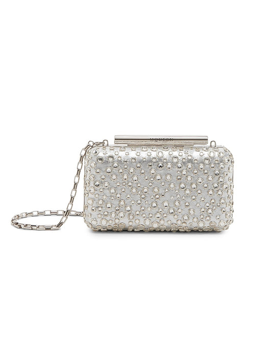 Crystal-Embellished Suede Clutch