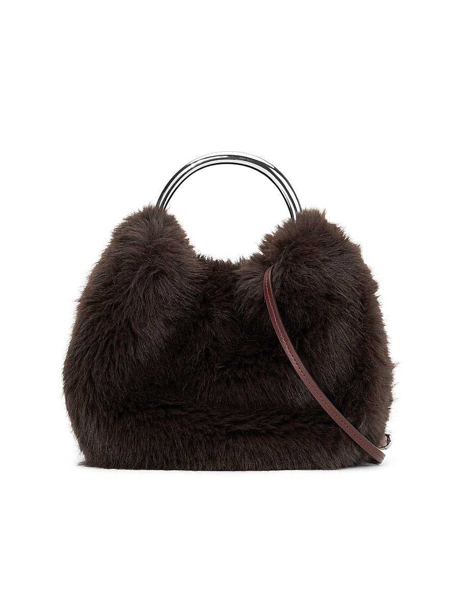 Romeo Faux Fur &amp; Leather Top Handle Bag