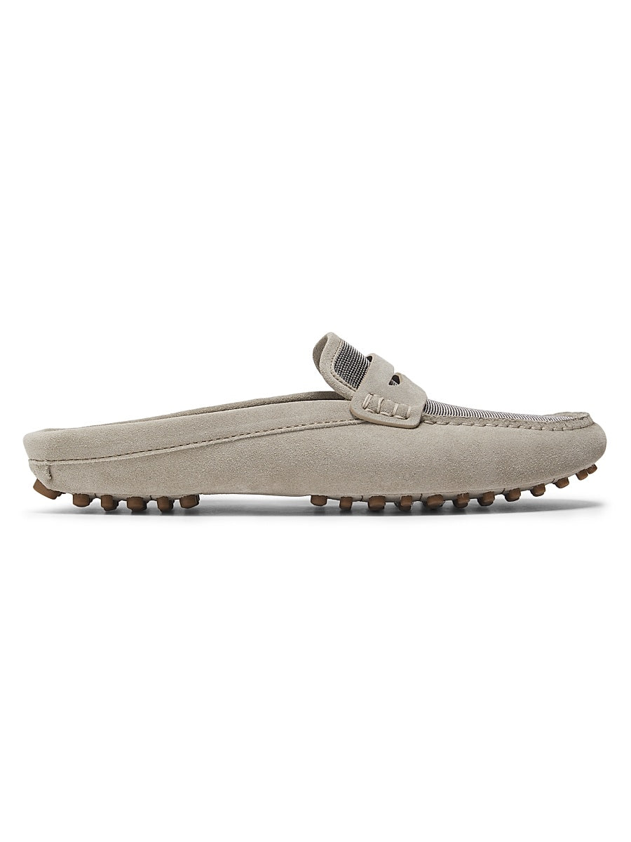 Suede Monili Driving Mules