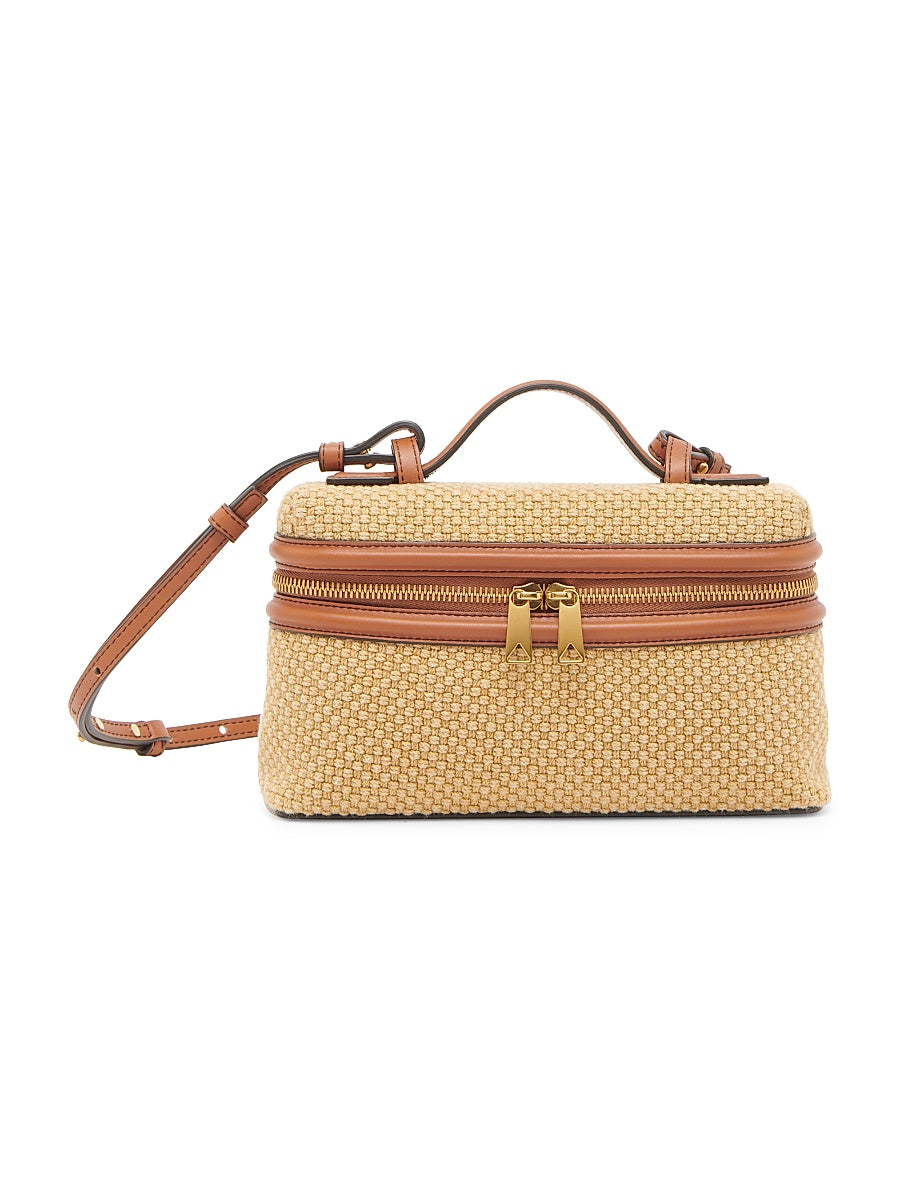Bang Bang Jute &amp; Leather Vanity Bag