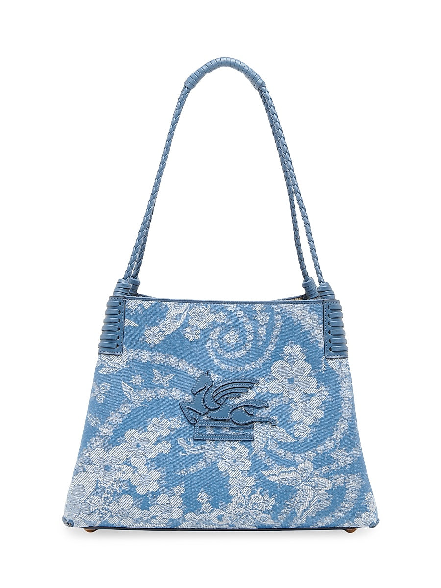 Libra Butterfly Denim Jacquard Shopper Tote Bag