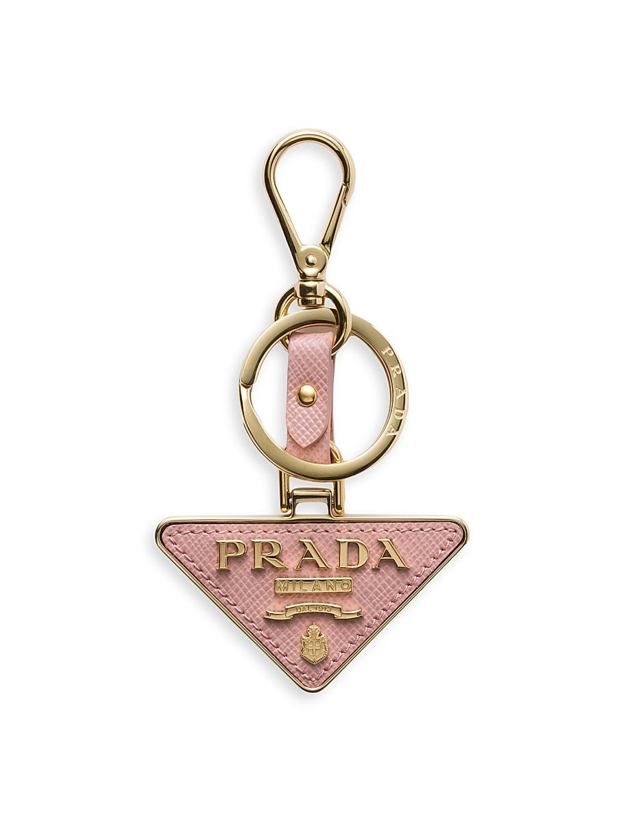 Saffiano Leather and Metal Keychain