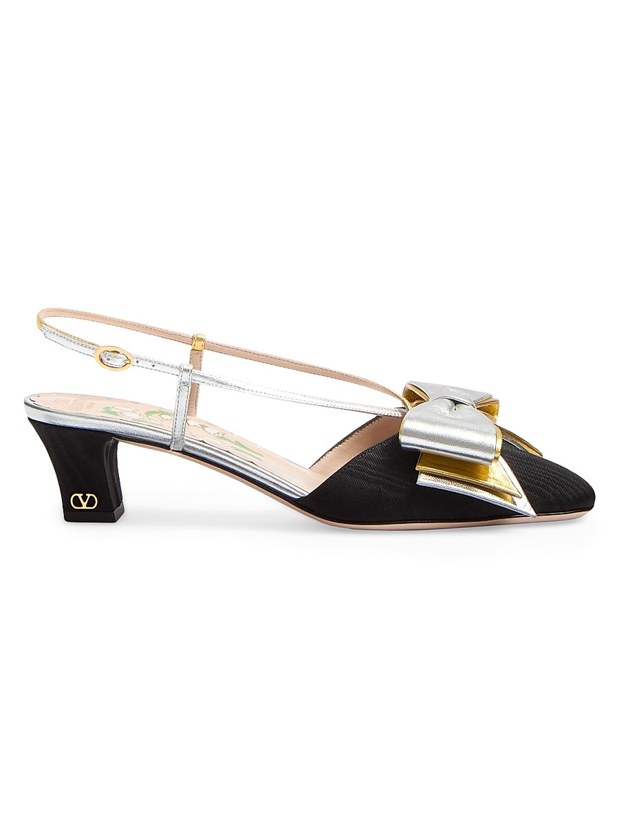 Bowow 45MM Slingback Pumps in Moire Fabric