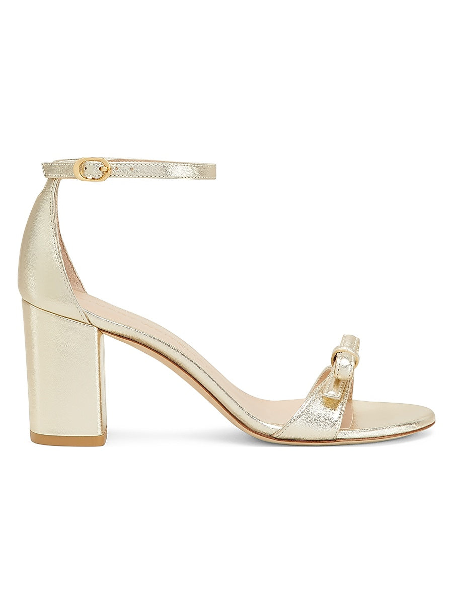 Felicity 75MM Bow-Detailed Metallic Leather Sandals