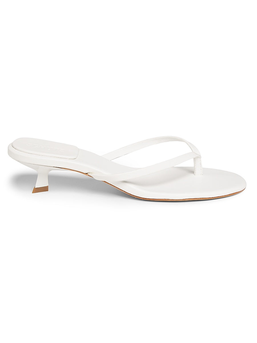 Carolyn Leather Kitten-Heel Sandals