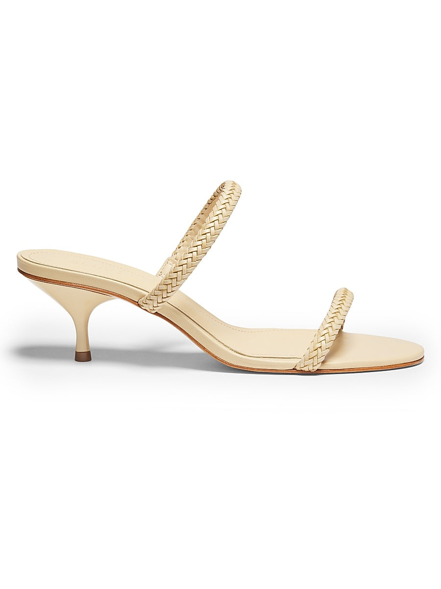 Taliah 50MM Braided Leather Kitten-Heel Sandals