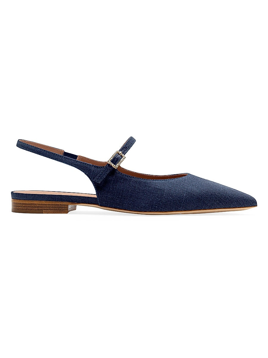 Maloe Souliers x Tabitha Simmons Karla Linen Slingback Flats