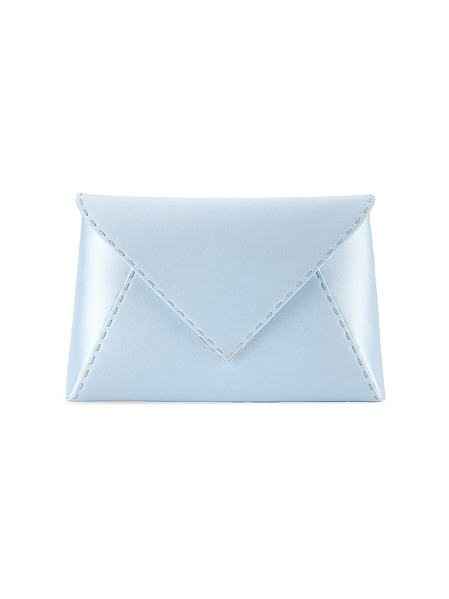 Lee Pouchet Large Satin with Silver Hardware Clutch