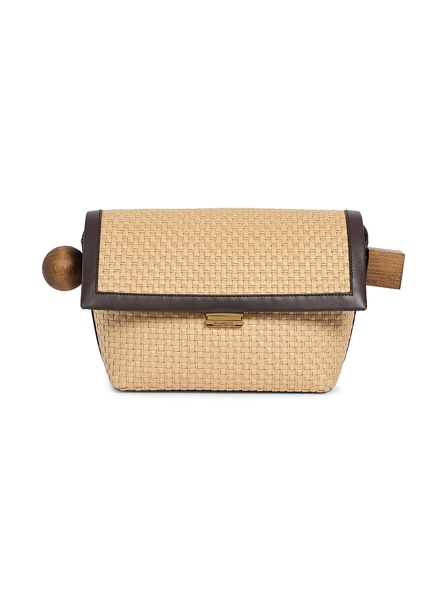 Le Rond Carre Raffia Shoulder Bag