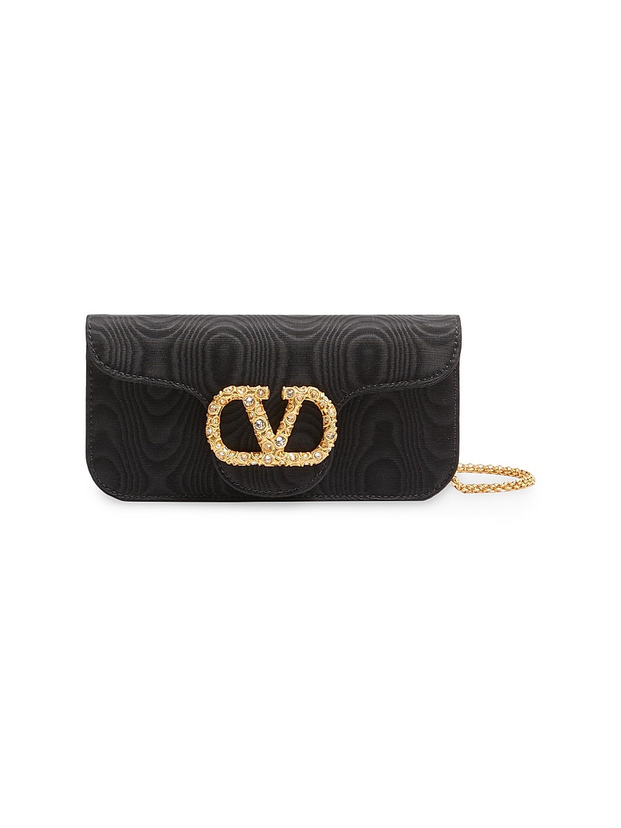 Locò Moiré Fabric Clutch with Jewel Logo