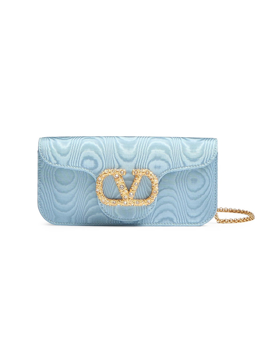 Locò Moiré Fabric Clutch with Jewel Logo