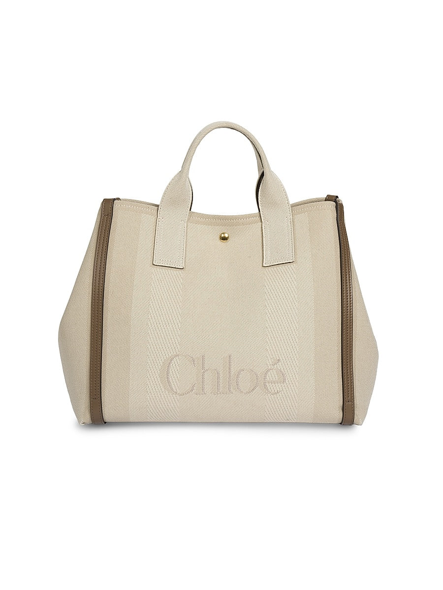 Medium Logo Canvas &amp; Leather Tote Bag