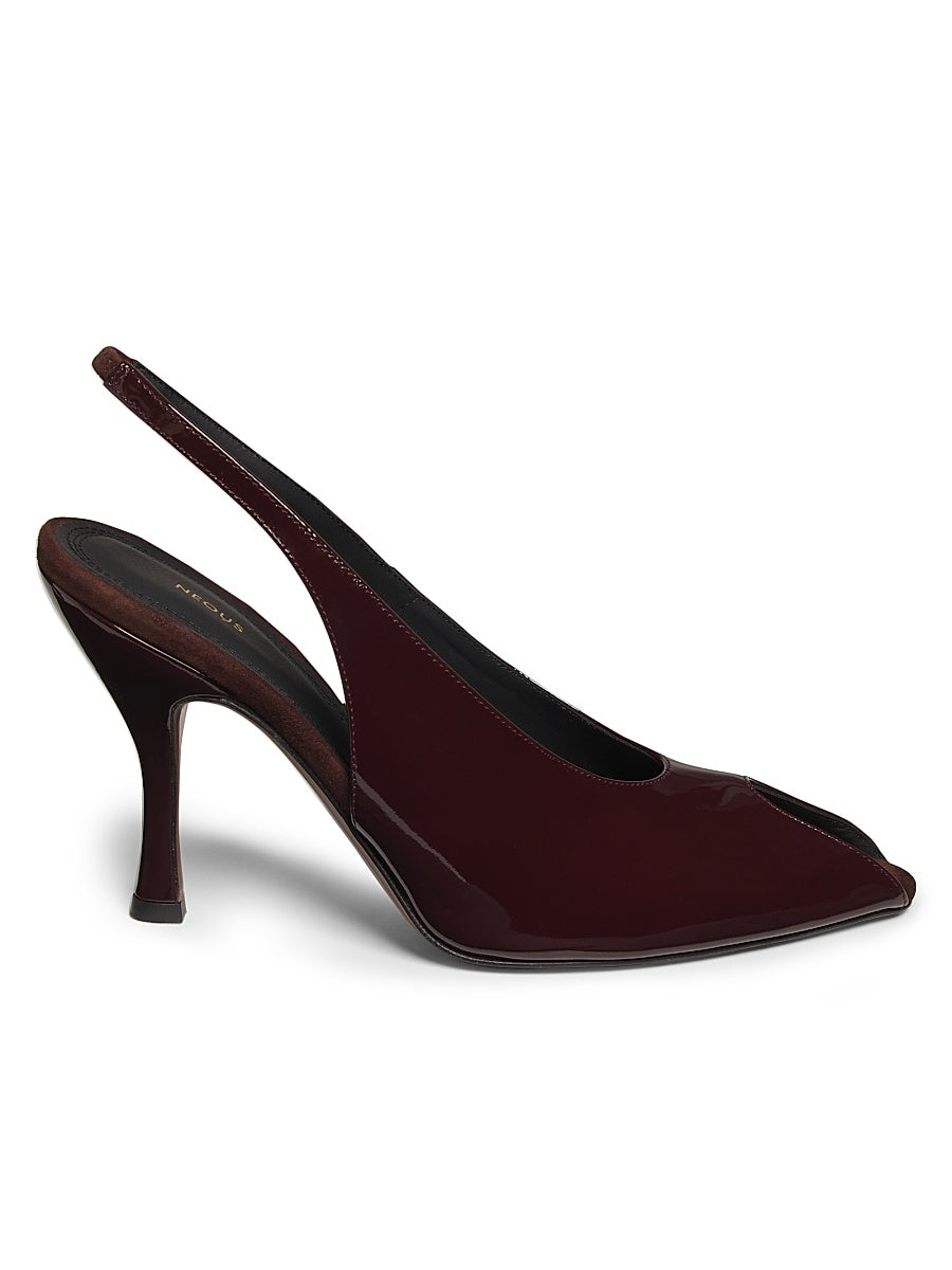 Hamal 85MM Patent Leather Peep-Toe Slingback Pumps