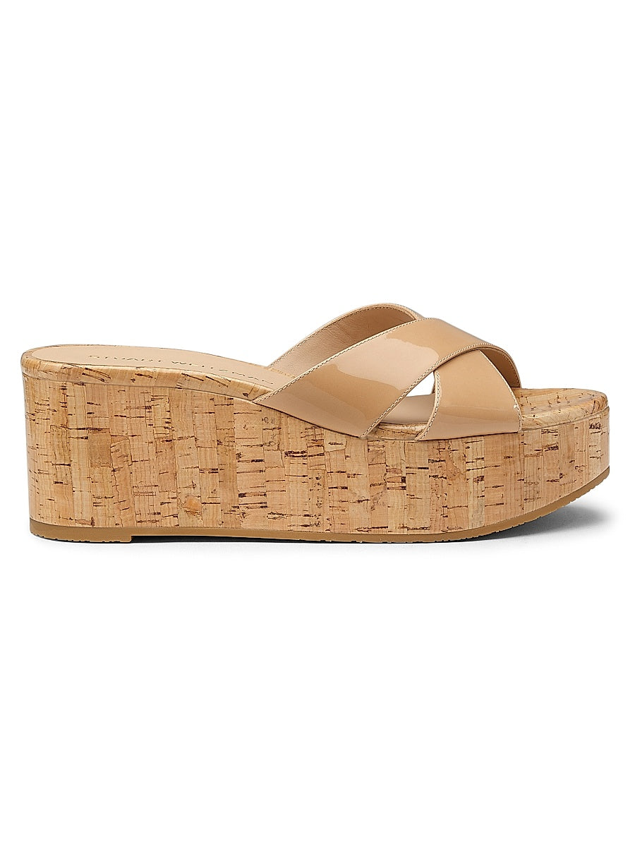 Dayna 65MM Patent Leather Cork Wedge Sandals