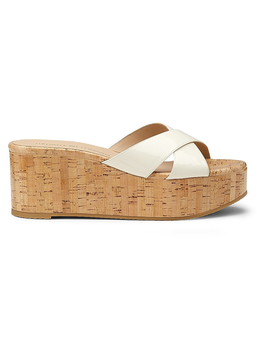 Dayna 65MM Patent Leather Cork Wedge Sandals