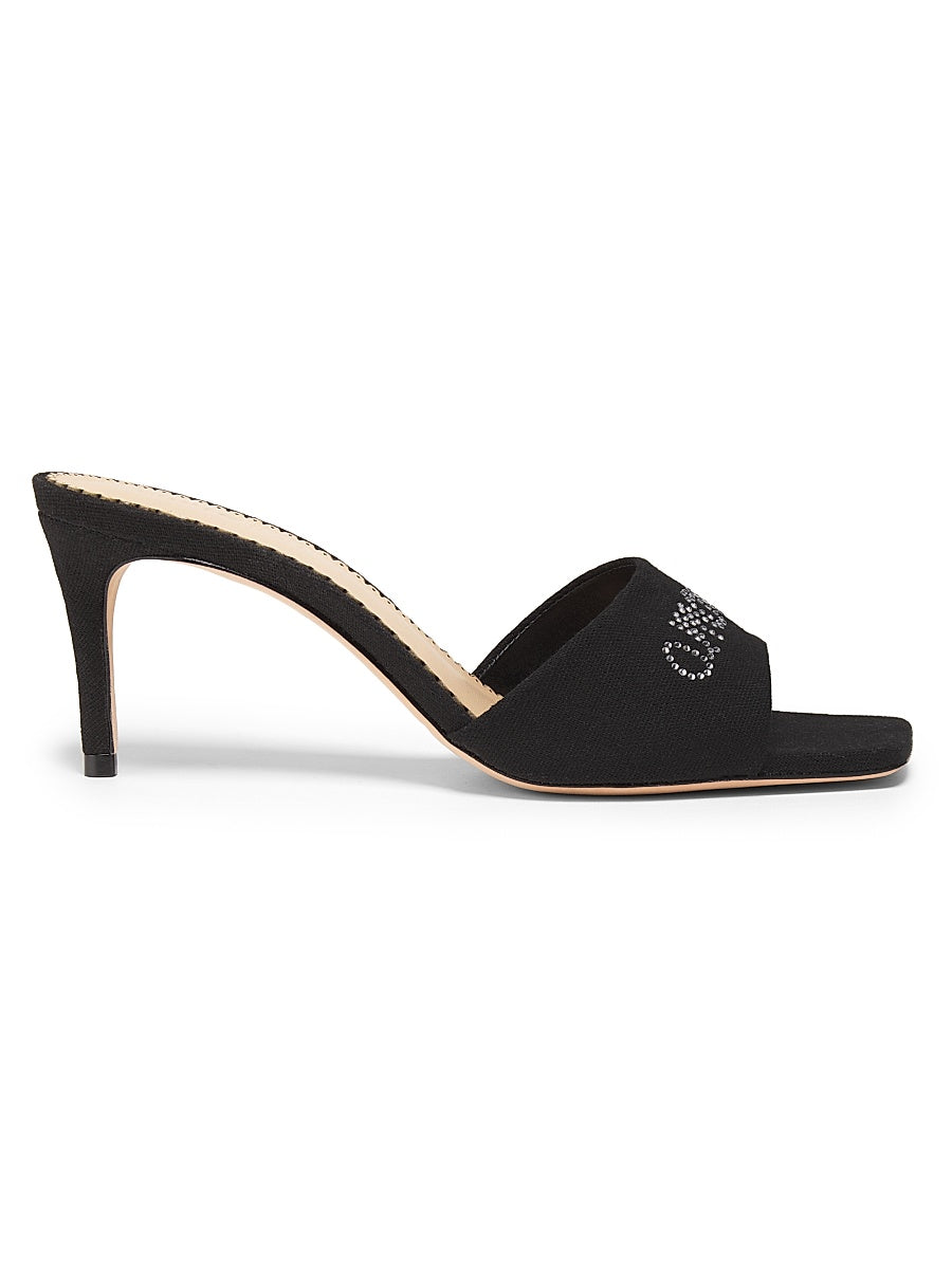June 70MM Heatset Crystal-Embellished Linen Mules