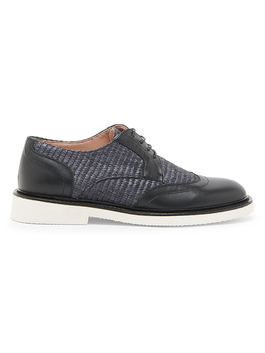 Mannish Raffia &amp; Leather Oxfords