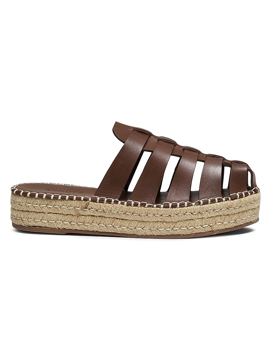 Valerie 45MM Leather & Raffia Flatform Mules