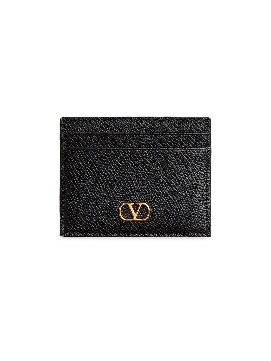 VLogo Signature Grainy Calfskin Card Holder